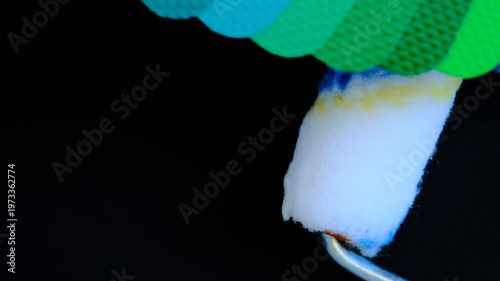 Sample of PVC Polymer Vinyl with Paint roller, Material design color palette layout, RAL color system