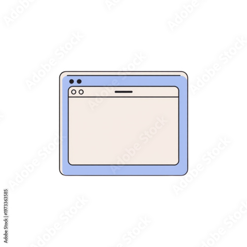 A minimalist vector graphic illustration of a computer window on a white background