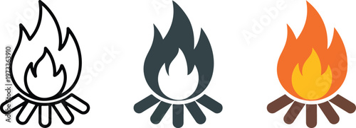 Minimalist travel backpack vector icon set featuring a rucksack with pockets in outline, solid silhouette, and flat tan color styles for hiking and school branding.