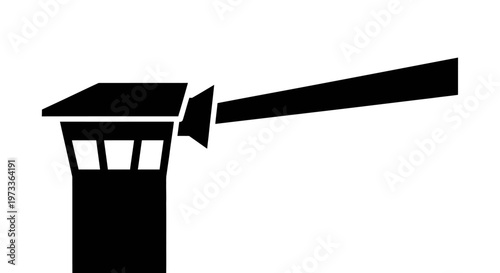 Black and white searchlight tower icon.