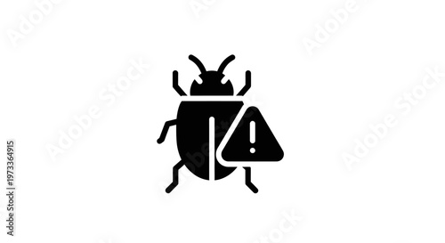 Black beetle warning sign insect symbol.
