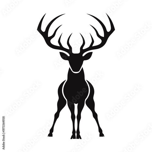 Deer, stag, buck silhouette, black icon, wildlife symbol, vector graphic