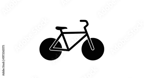Black bicycle with white outline details.