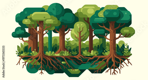 Stylized illustration evokes growth and nature. Suitable for marketing materials, website design, or social media posts needing a fresh, organic feel.