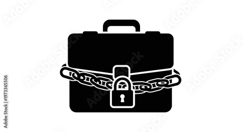 Black briefcase with locked chain.