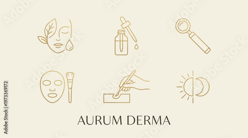 Premium dermatology and skincare clinic icon set, modern luxury outline vector style