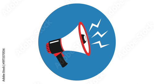 Vector graphic illustration of a modern megaphone broadcasting important news and announcements with sound waves.