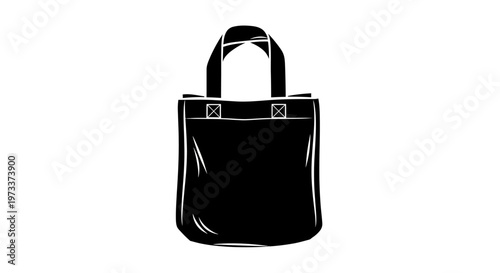 Black Leather Handbag with Metal Hardware.