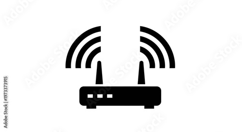 Black Router with WiFi Signal.