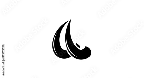 Black curved symbol graphic mark.