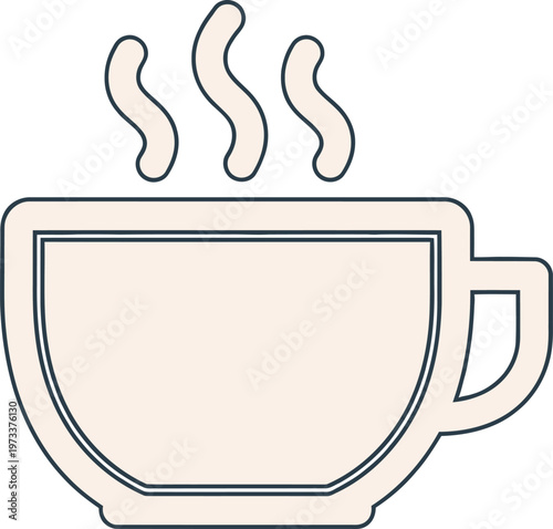Simple outline of a steaming coffee cup on a light background, perfect for cafe branding.