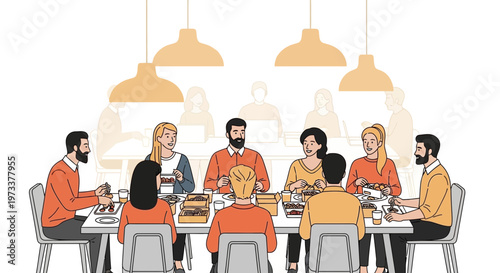 Diverse Group of People Enjoying a Meal Together Around a Table