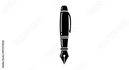 Black fountain pen nib writing instrument.