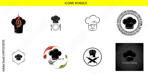Culinary icon bundle diverse food cooking related graphics collection