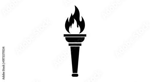 Black torch with flame on top.