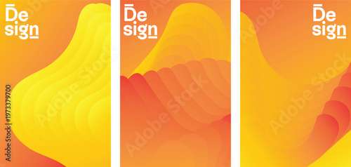 Warm Orange Fluid Motion Gradient Backgrounds - Abstract Sunset Wave Design for Web and Print Media