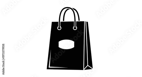 Black shopping bag with handle.