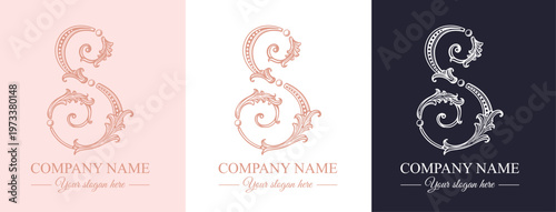 Logo monogram letter S in refined ornamental style. Clean elegant logotype for personal brand, business and corporate identity.