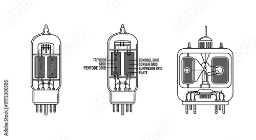Vacuum Tube Electronic Component Diagrams.