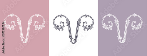 Logo monogram letter V in refined ornamental style. Clean elegant logotype for personal brand, business and corporate identity.