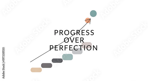 Motivational quote, progress over perfection, business inspiration, productivity concept, goal setting