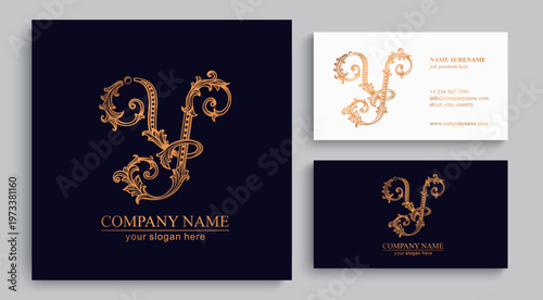Logo monogram letter Y in refined ornamental style. Clean elegant logotype for personal brand, business and corporate identity.