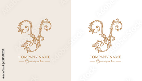 Logo monogram letter Y in refined ornamental style. Clean elegant logotype for personal brand, business and corporate identity.