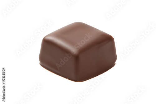 Square Caramel with Smooth Chocolate Glaze and Liquid Texture