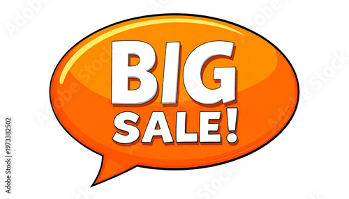 Big sale speech bubble icon showing promotional message in bright retail marketing graphic design vector