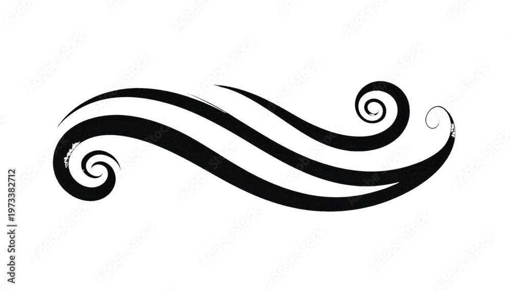 Obraz premium Abstract wind swirl decorative element representing airflow motion in elegant graphic design vector