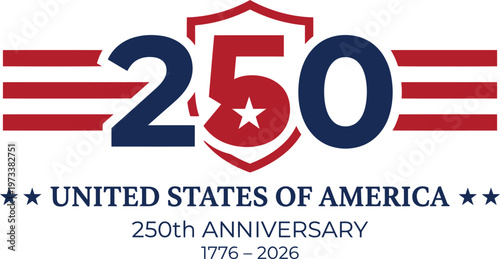 Usa 250th anniversary logo with red white and blue colors on white background