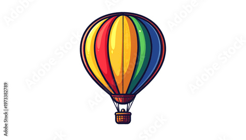 Colorful hot air balloon floating in sky representing travel adventure and tourism concept vector