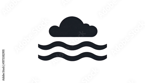 Cloud with horizontal lines representing fog or mist weather condition symbol in flat design vector