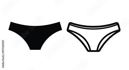 Two styles of women s underwear are displayed in a black silhouette