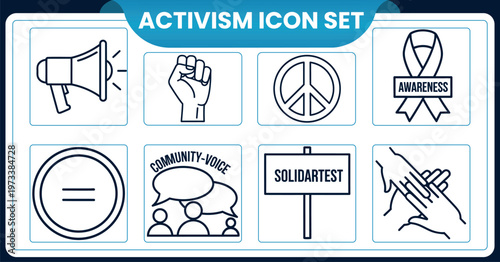 Social Activism and Human Rights Line Icon Set 
