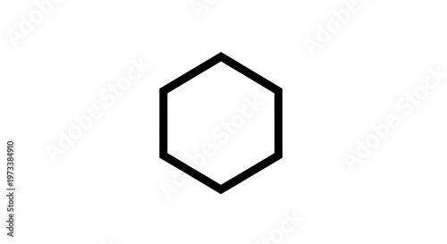Black hexagon shape outline symbol.