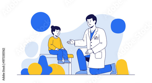 Doctor talking to a child patient, healthcare consultation, medical check-up, pediatric care, doctor-patient relationship