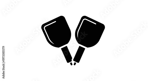 Black ping pong paddles crossed.