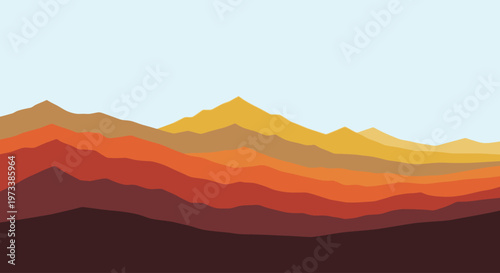 Mountain Range Sunset Landscape View.