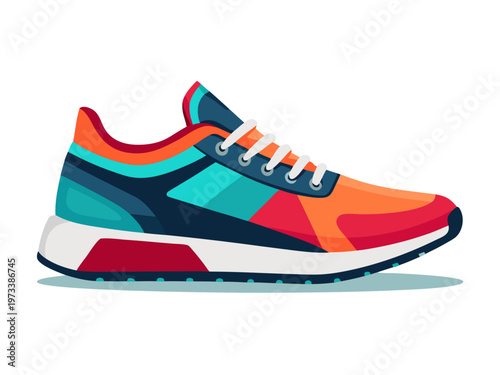 Multicolor lifestyle sneaker with laces side view white background