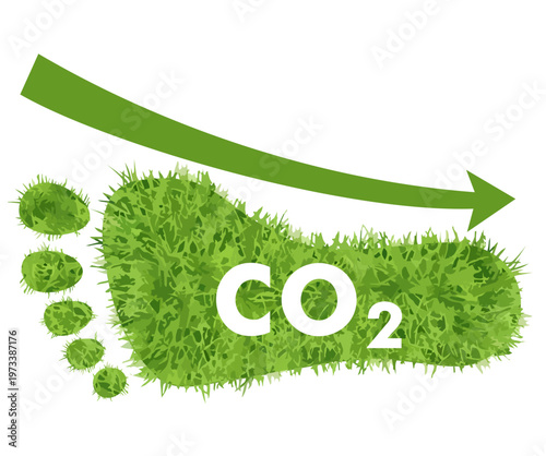 Low Carbon Footprint. Green grass footprint. Ecology concept. Reduce environmental impact with low carbon footprint initiatives. Green carbon footprint icon concept design