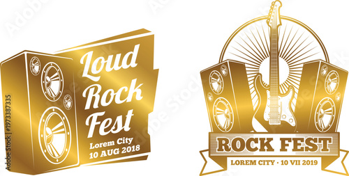 Vintage style posters for the loud rock fest events held in lorem city