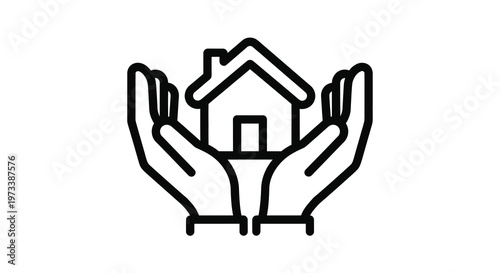 Protecting a home with hands a symbol of security and shelter silhouette