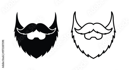 Two contrasting beard styles are depicted in a striking black silhouette