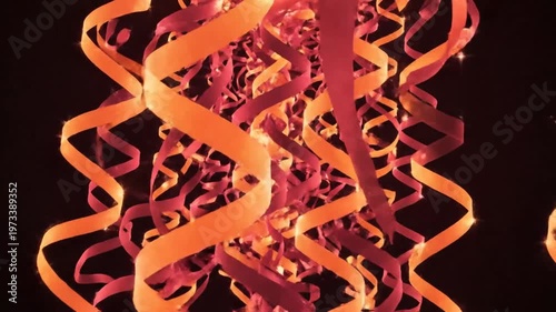 Abstract DNA helix made of colorful ribbons, symbolizing science and life.