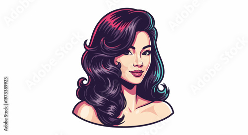 Pixel art portrait of a woman with dark, wavy hair and striking features, styled with dramatic highlights and contours