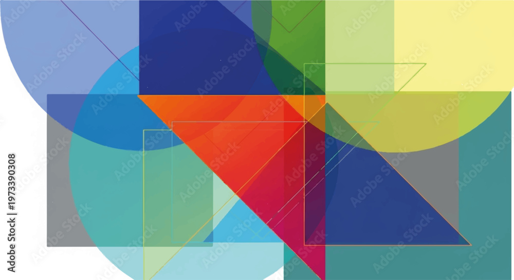 Fototapeta premium Geometric shapes, abstract composition, colorful background, vector design elements