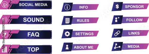 Colorful navigation buttons for a digital platform or application interface
