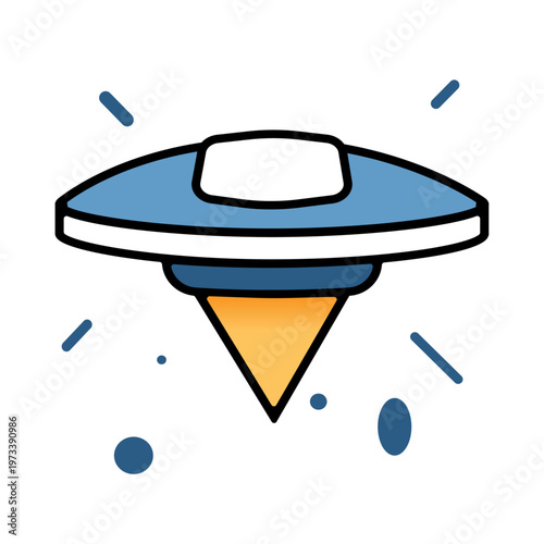 Futuristic Technology & Sustainability Icon Set. UFO Spaceship Icon. Stylized UFO icon representing space exploration, extraterrestrial concepts, and futuristic imagination.