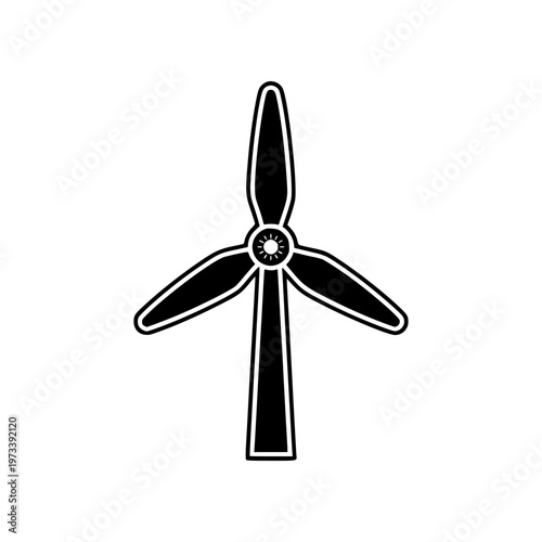 Minimal wind turbine icon with simple three blade design. Clean flat SVG vector style ideal for renewable energy, sustainability, eco technology, and environmental graphics.